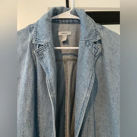 Denim Longline Jacket Forever 21 size Small - Picture 3 of 6